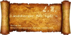 Landsberger Mátyás névjegykártya